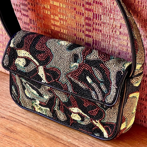 🌺🎉HP🎉🌺 NWOT Staud Beaded Tommy Shoulder Bag Tropical Camo 🌟Rare Find🌟 - Picture 5 of 16